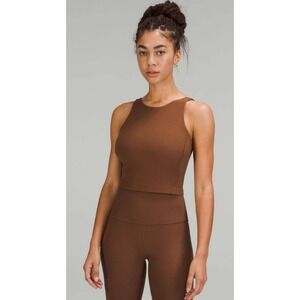 Lululemon Align Ribbed High-Neck Tank Top Size 2 Roasted Brown Nulu Cropped